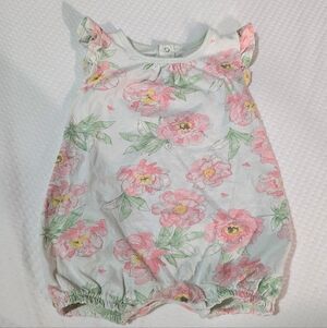 Burt's Bees Pink Floral Ruffle Romper